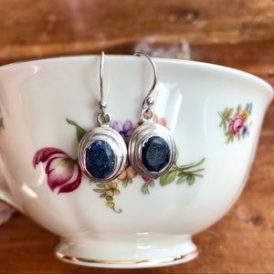 Sterling (925) & Blue Sapphire Drop Earrings
